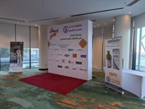 Wooden backdrop with carpet front