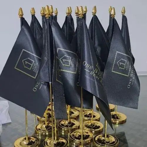 Single Golden Table Flags Printing in Dubai