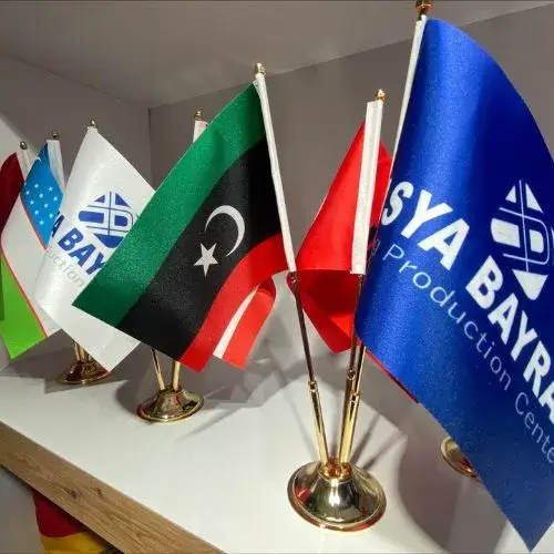 Three Pole Table Flags Printing in Dubai