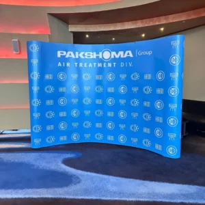 Custom indoor pop-up display stands for branding in Dubai