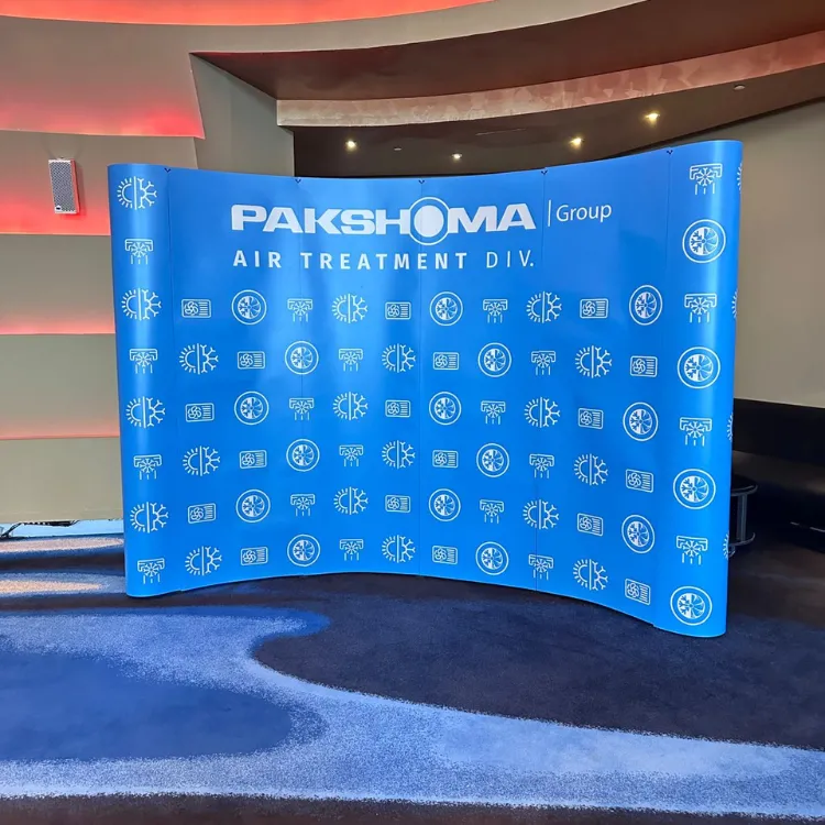 Custom indoor pop-up display stands for branding in Dubai