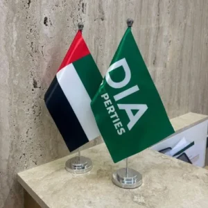 Single Silver Table Flags Dubai for Official Meetings