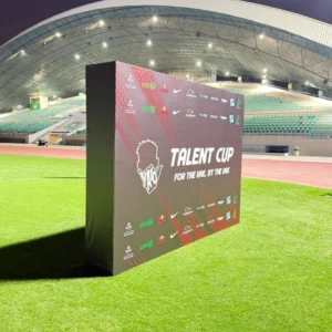 Wooden media wall for events, exhibitions, and brand promotions