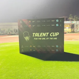 Wooden Backdrops with banner installation