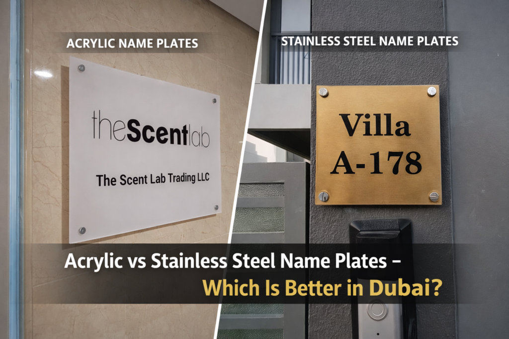 Acrylic vs Stainless Steel Name Plates