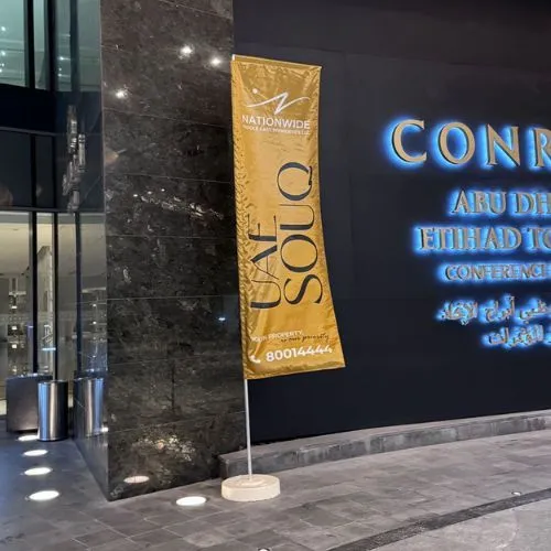 L-shape flags printing in Dubai