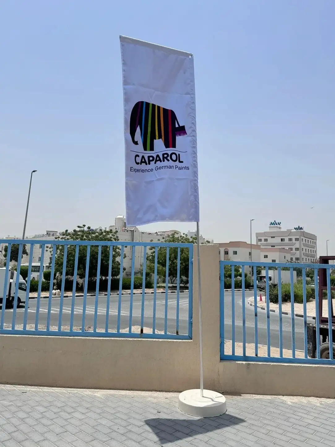 Premium L-shape flags printing in Dubai