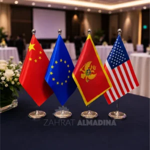 Silver Table Flags Dubai and Abu Dhabi, UAE