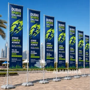 Telescopic Flags Printing Dubia and Abu Dhabi, UAE - Marina, JLT, Business Bay, Al Qouz, Al Barsha