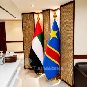 UAE national conference flag with crown pole in Dubai and Abu Dhbai