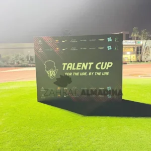 Wooden Backdrops with banner installation Dubai