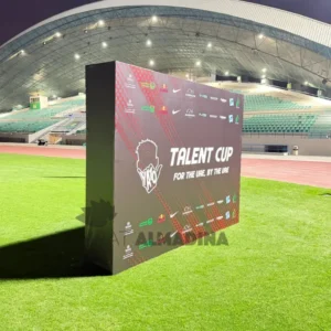 Wooden media wall for events, exhibitions, and brand promotions Dubai