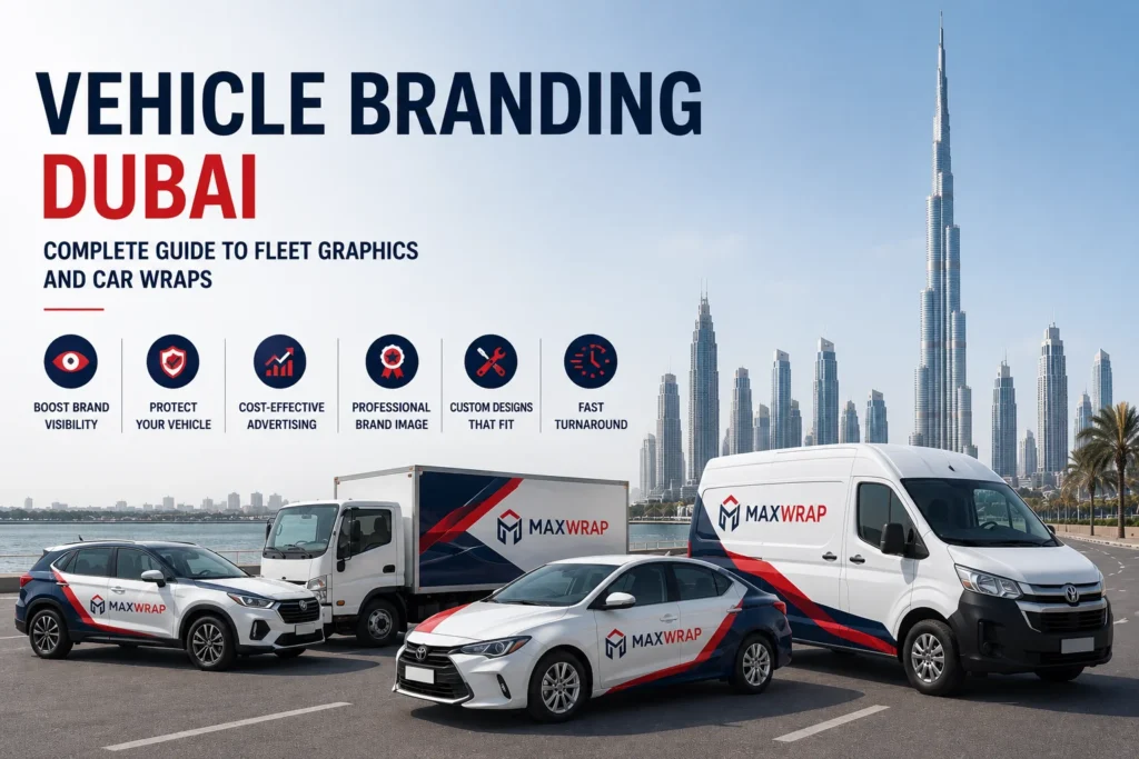 Vehicle branding Dubai — fleet graphics and car wrap using Orajet vinyl by Zahrat Al Madina Printing Umm Ramool Dubai