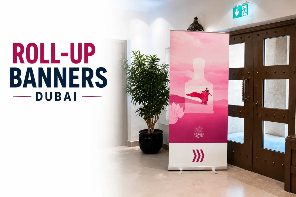 Roll-up banners Dubai — Regular and Heavy Duty sizes by Zahrat Al Madina Printing Umm Ramool Dubai