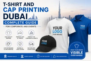 T-shirt and cap printing Dubai — branded corporate apparel by Zahrat Al Madina Printing Umm Ramool Dubai