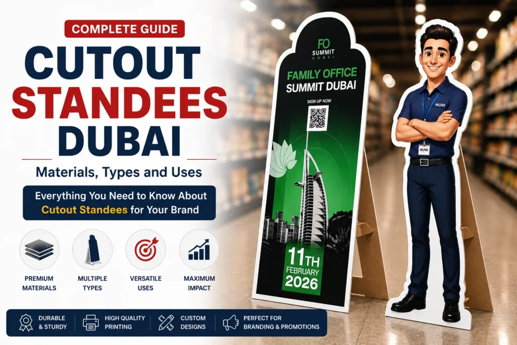 Cutout standees Dubai — life-size foam board and wooden standees by Zahrat Al Madina Printing Umm Ramool Dubai