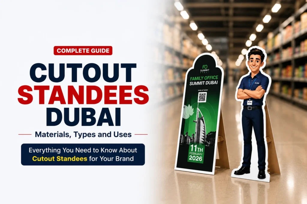 Cutout standees Dubai — life-size foam board and wooden standees by Zahrat Al Madina Printing Umm Ramool Dubai