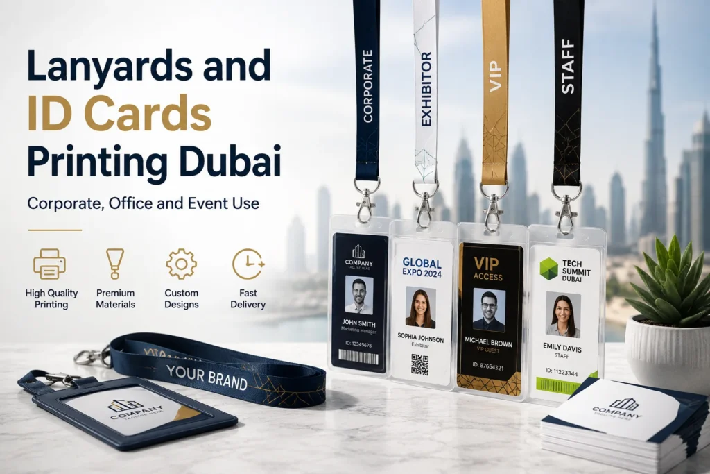 Custom lanyards and ID cards printing in Dubai for corporate offices and events