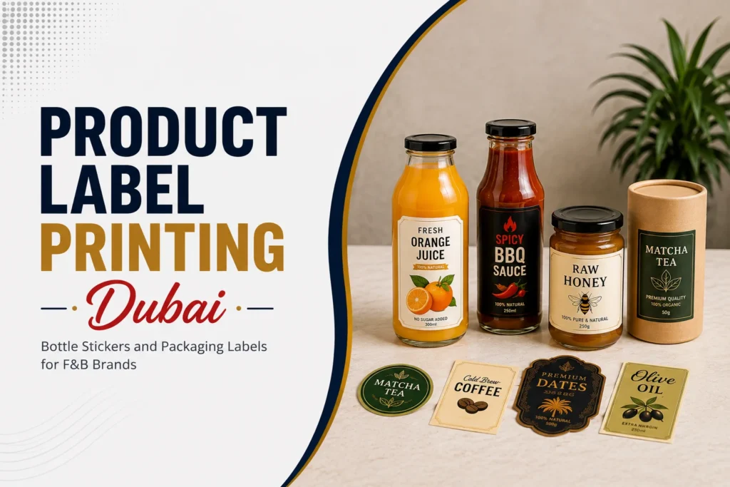 Product Label Printing Dubai — Bottle Stickers and Packaging Labels for F&B; Brands