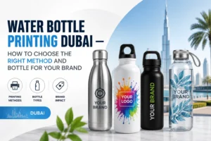 Water Bottle Printing Dubai — metal, plastic and glass bottle printing by Zahrat Al Madina Printing Umm Ramool for corporate