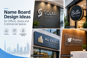 Name board design ideas for offices, shops and commercial spaces