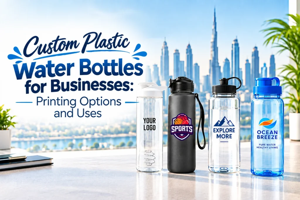 Custom plastic water bottles with business logo printing
