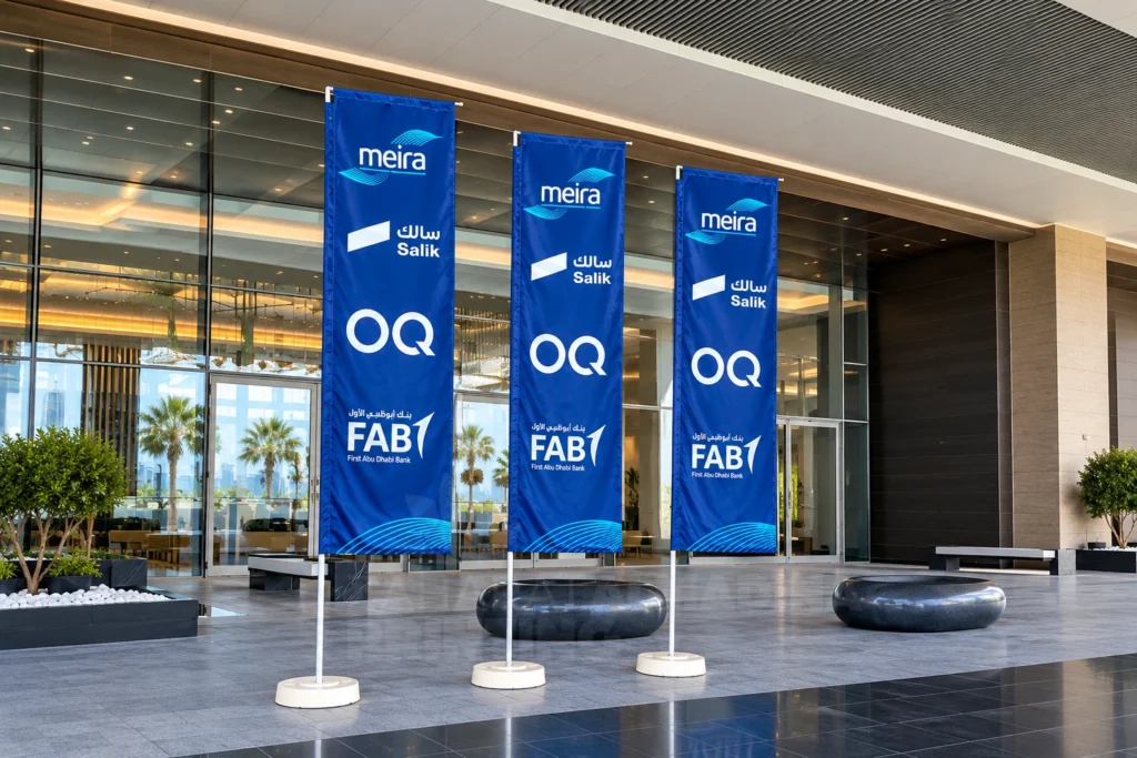 L shape flags printing in dubai